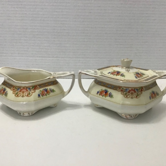 VINTAGE W. H. GRINDLEY SHERATON IVORY CREAMER SUGAR - Picture 2 of 8